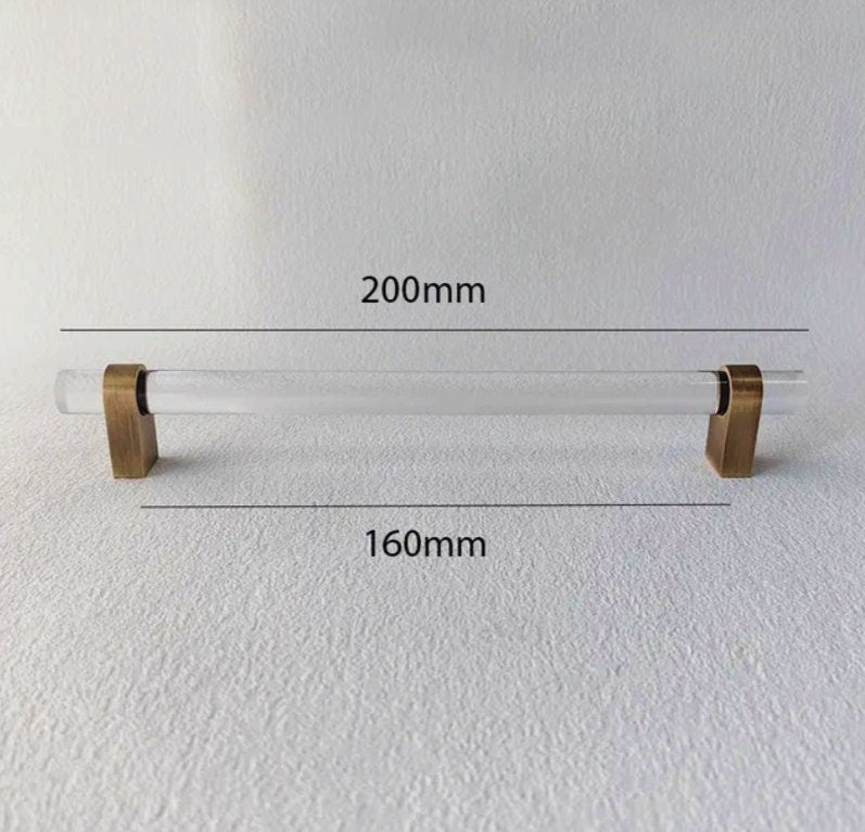 Clear lucite cabinet bar pull handle with bronze fixings /Transparent acrylic drawer handle/lucite furniture hardware with bronze fixings