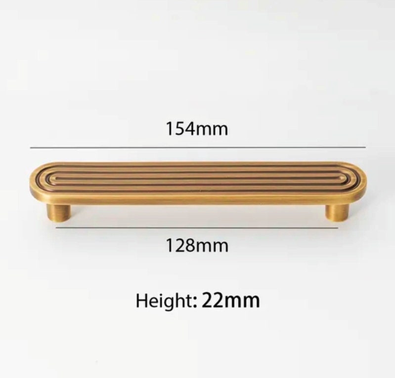Aged brass retro pattern bar handle/Bronze brass bar handle/gold echo pattern drawer pull/kitchen furniture hardware/mid century modern