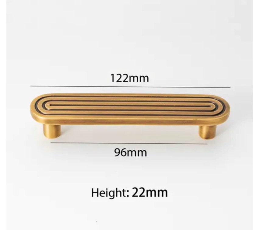 Aged brass retro pattern bar handle/Bronze brass bar handle/gold echo pattern drawer pull/kitchen furniture hardware/mid century modern
