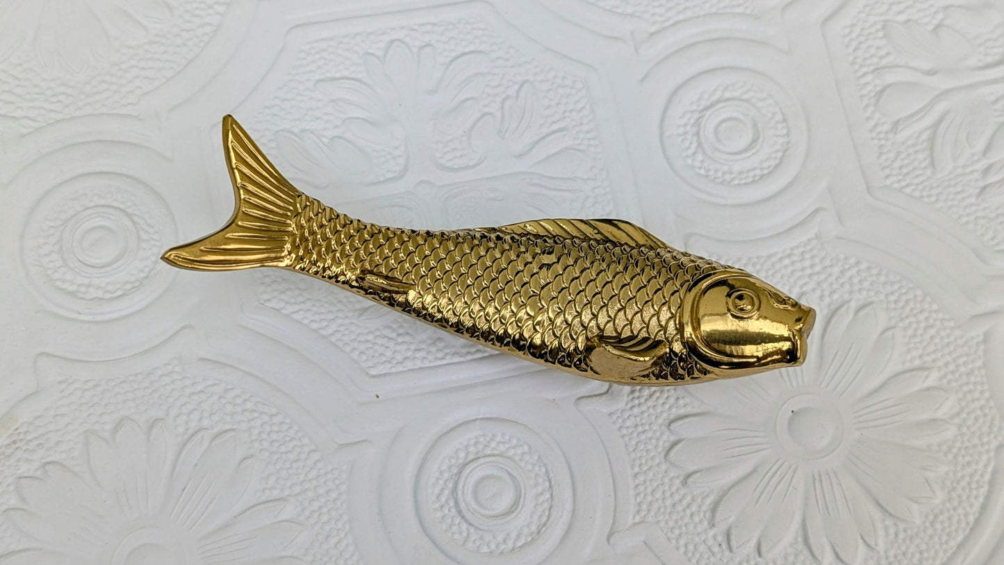 gold brass fish design Cabinet Pulls/koi carp drawer handle/gold fish Door Handle/home improvement/metal cabinet handle/gold drawer pull