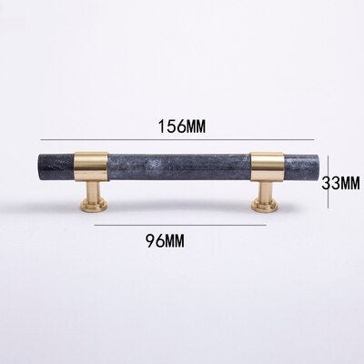 Smoke grey marble and brass bar handle/gray marble drawer pull/stone furniture hardware/marble and brass cabinet pull/Marble door handle