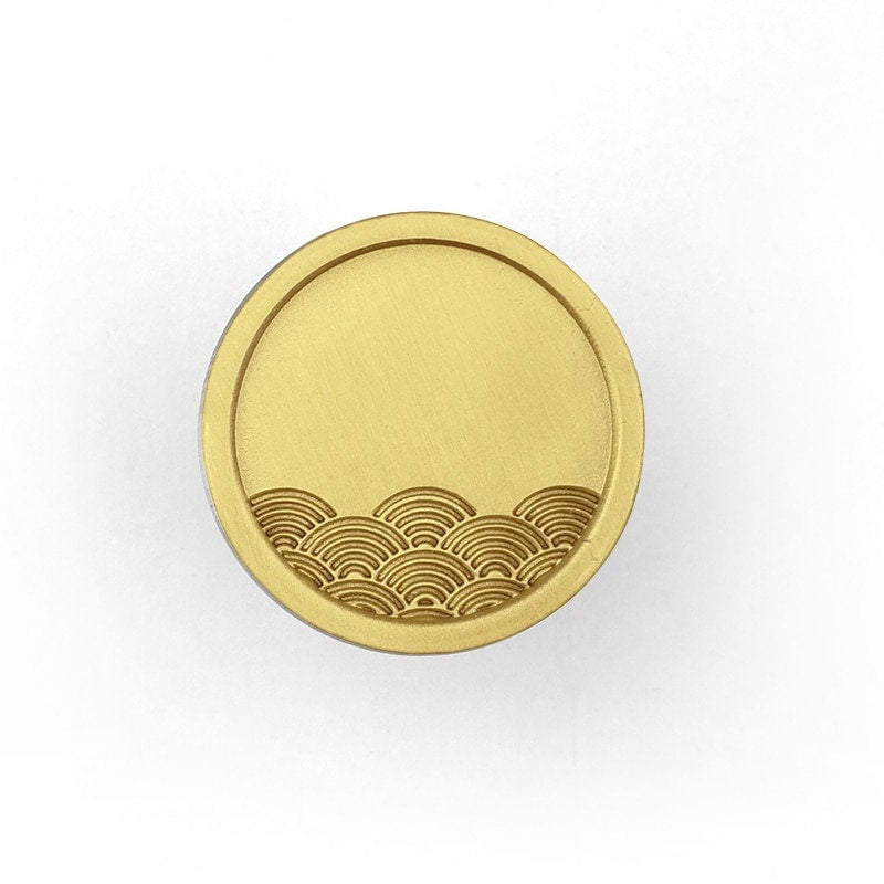 Round brass drawer handle with embossed wave design/Gold circle cabinet pull with wave pattern/Gold Brass Door Knob/Brass furniture hardware