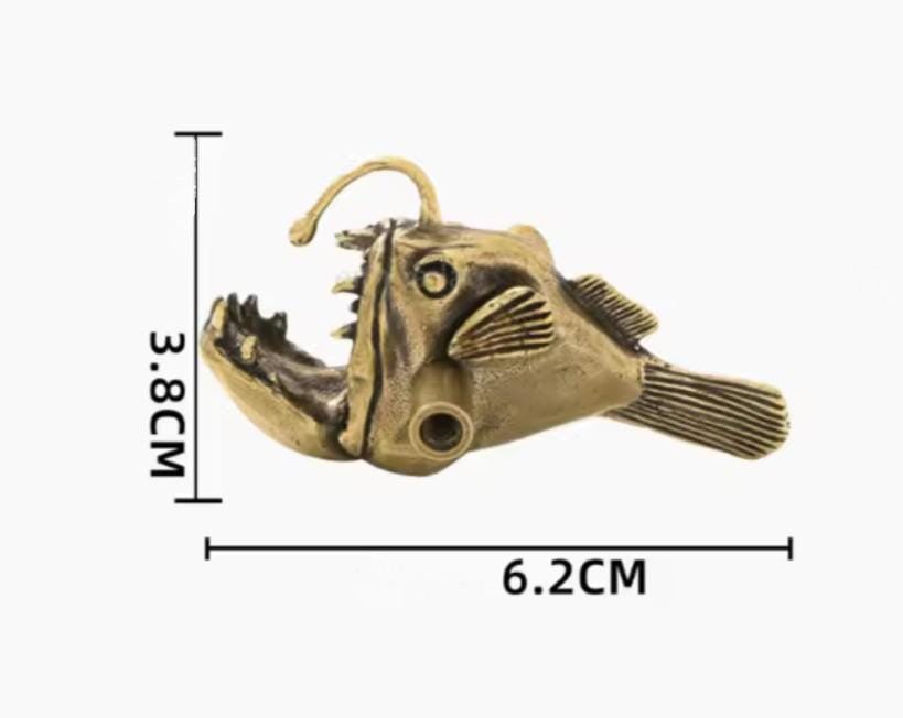 Gold lantern fish cabinet pull/Angle fish drawer handle/Unique fish door handle/Gothic core door knob/Quirky brass cabinet handle