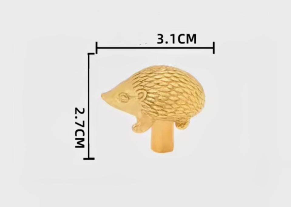 Gold or Bronze hedgehog cabinet handle/Hedgehog door handle/Hedgehog drawer knob/Woodland themed handle/Brass furniture hardware