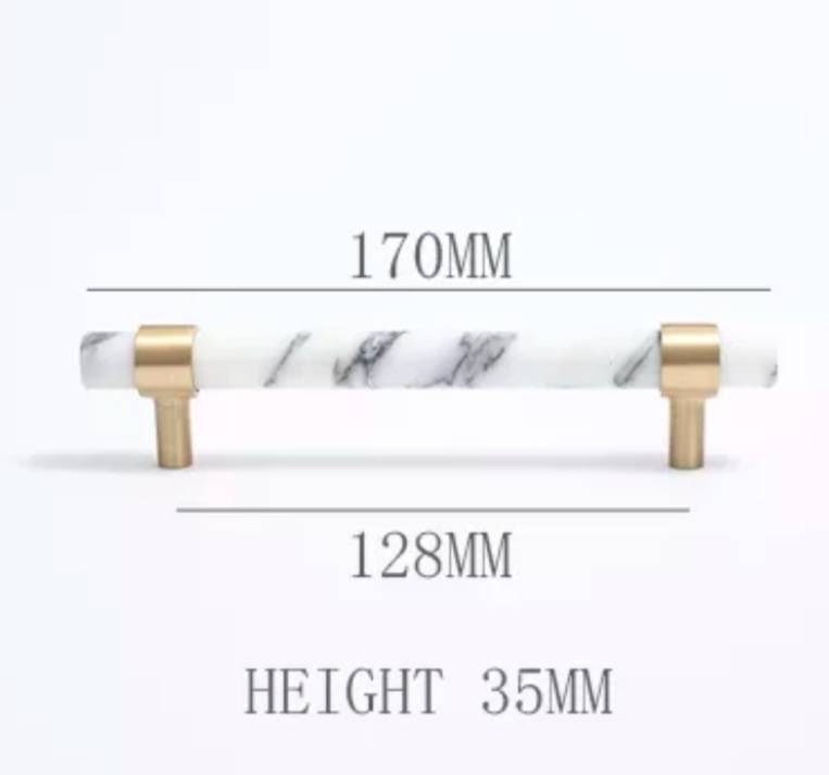 White and grey Calcutta marble cabinet pull handle/white marble and brass drawer pull/white marble door handle/marble furniture hardware
