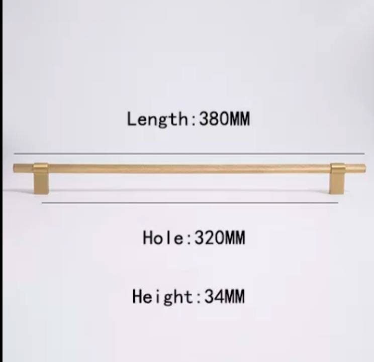 Gold brass bar handle with plain fixings/knurled texture cabinet handle/home improvement hardware/modern brass kitchen hardware/gold handle