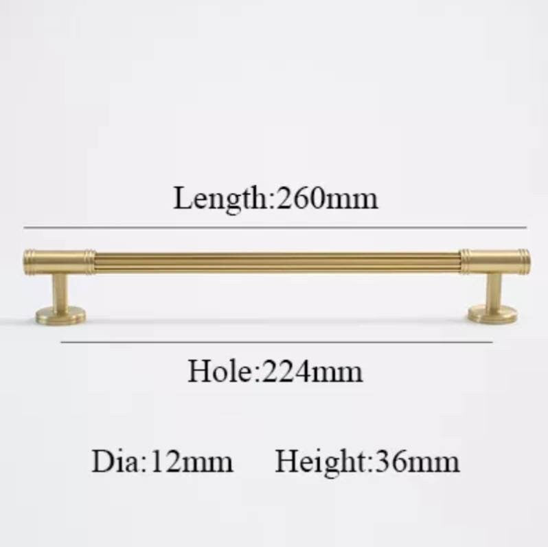 Matte gold line texture bar handle/Gold cabinet pull with round feet/Brass door handle/bar drawer pull/furniture hardware/home improvement
