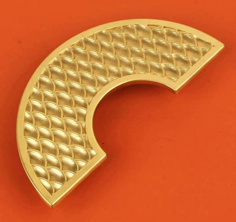 A Pair of Gold brass Fish Scale Cabinet Pulls/half circle wardrobe handles/statement handles/large cabinet handles/Semi circle drawer handle