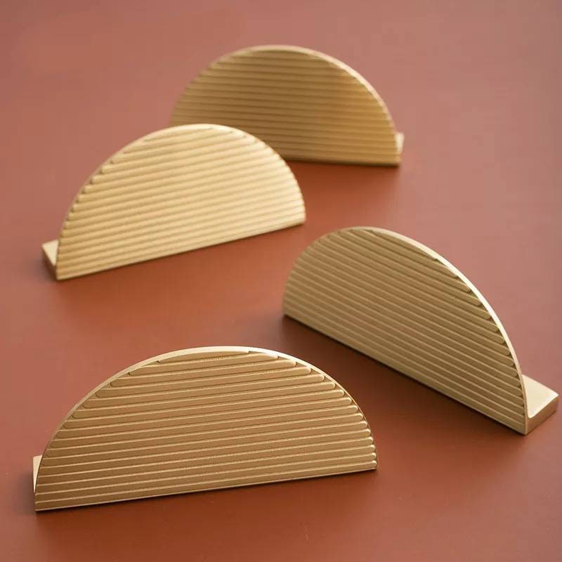 1 Pair of patterned brass semi circle handles/2 x demi lune drawer pulls/large cabinet handles/large gold textured metal semi circle handles