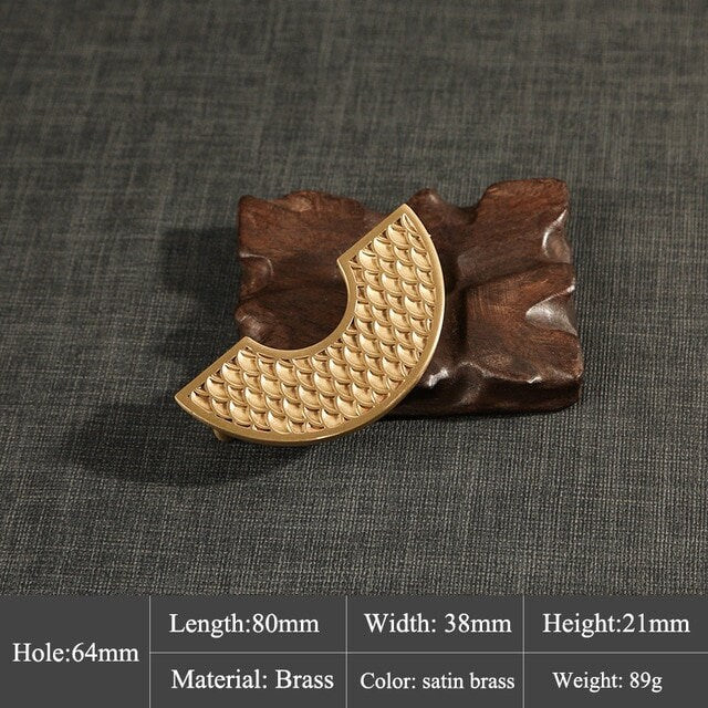 A Pair of Gold brass Fish Scale Cabinet Pulls/half circle wardrobe handles/statement handles/large cabinet handles/Semi circle drawer handle