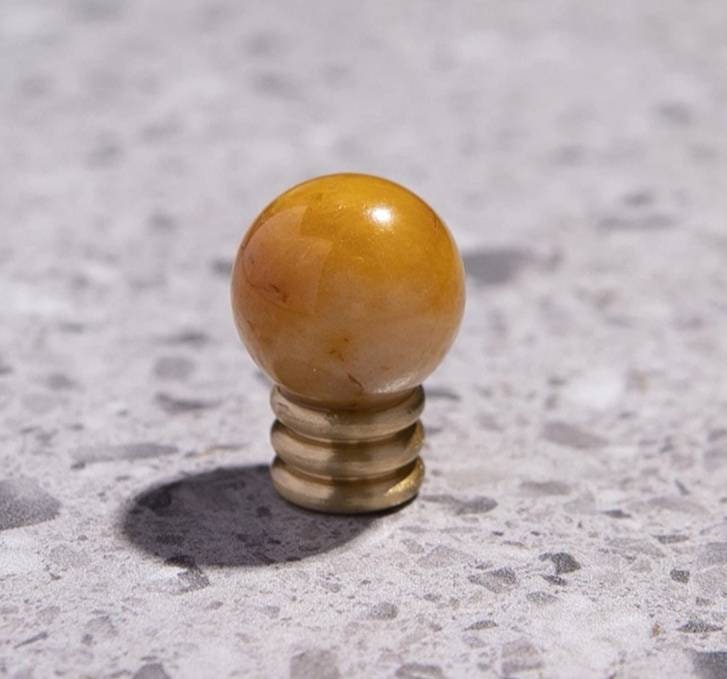 Semi precious stone ball and ridged brass drawer pull/small colourful stone cabinet handle/hardware for small furniture/gemstone door knob