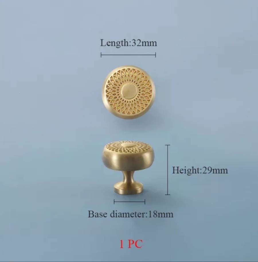 Spirograph design cabinet hardware in gold or silver/semi circle drawer pull and matching round door knob/geometric pattern cabinet handle
