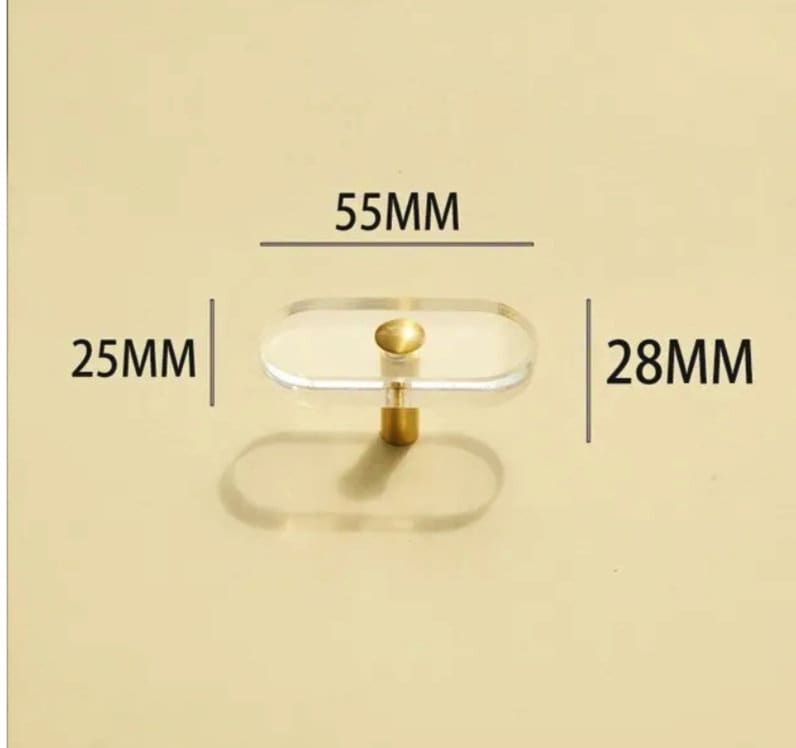 Clear lucite and brass bar shaped cabinet handle/Clear acrylic resin and gold brass drawer pull/Transparent lucite and brass door handle