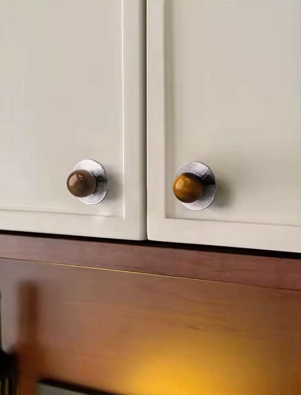 Round colourful semi precious stone ball and brass drawer pull/bright gemstone cabinet handle/Retro style door knob/mcm brass drawer handle