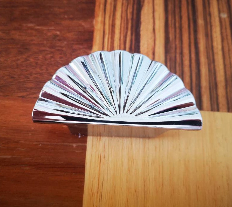 Super Shiny Gold or Silver Sun Ray inspired art deco design Cabinet Pull/semi circle door handle /round drawer knob/ chrome handle/IKEA hack