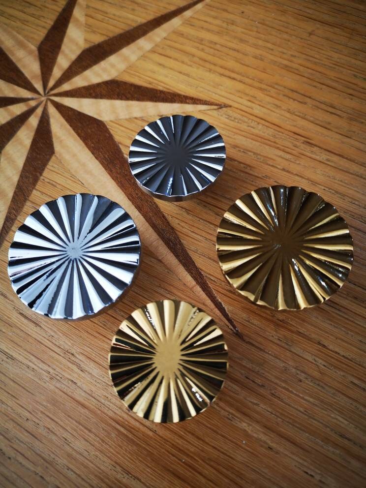 Super Shiny Gold or Silver Sun Ray inspired art deco design Cabinet Pull/semi circle door handle /round drawer knob/ chrome handle/IKEA hack