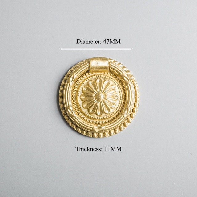 Regency style gold brass ring cabinet Pull/antique style door handle/ornate door knob/gold furniture hardware/decorative gold drawer pull