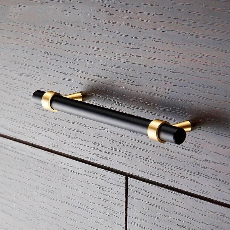 Matte black and gold brass cabinet bar handle/Black and gold drawer pull/Matte black and gold door handle/Black and Gold furniture hardware