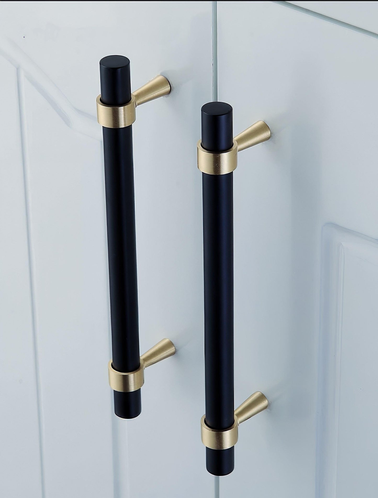 Matte black and gold brass cabinet bar handle/Black and gold drawer pull/Matte black and gold door handle/Black and Gold furniture hardware
