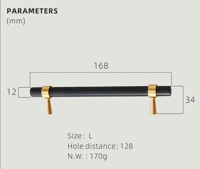 Matte black and gold brass cabinet bar handle/Black and gold drawer pull/Matte black and gold door handle/Black and Gold furniture hardware
