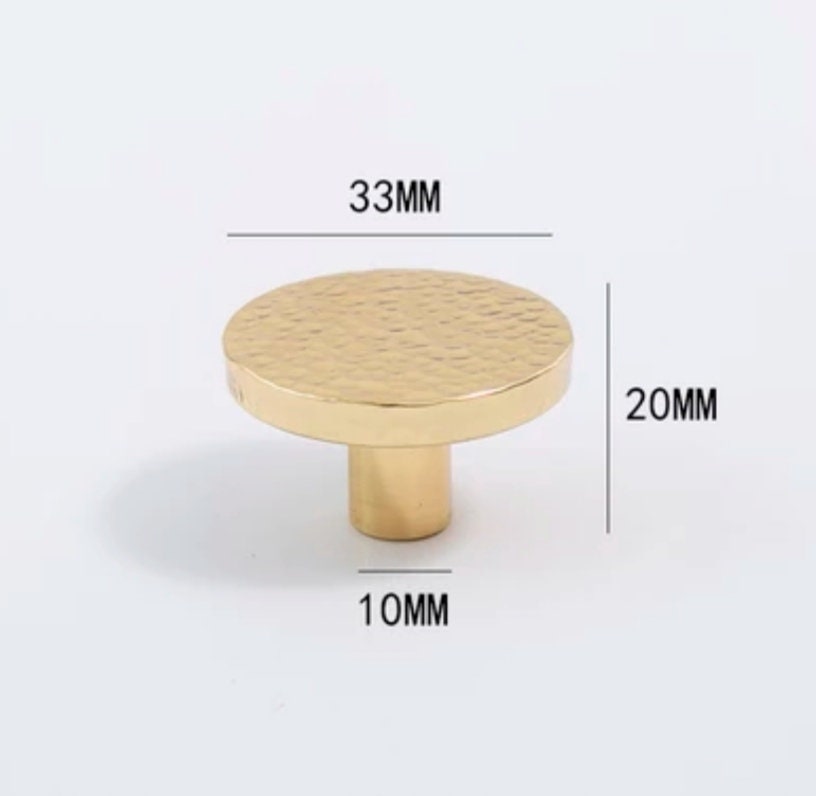 Classic round hammered brass drawer handle/Gold brass cabinet handle/Textured metal furniture hardware/Gold drawer knob/Gold Cabinet pull