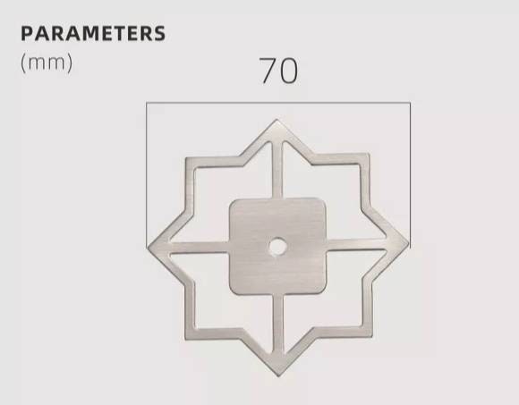 Star shaped geometric pattern backplate for drawer handles/Gold or Silver back plates for cabinet pulls/Modern star gold or nickel backplate