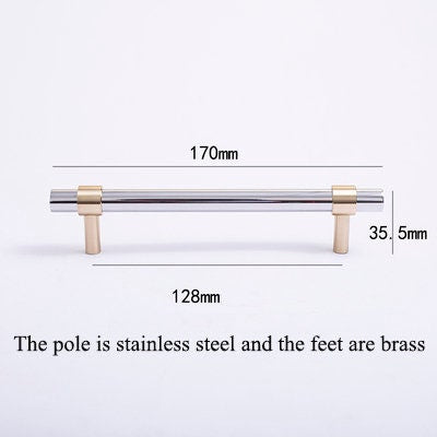 Silver and Gold cabinet bar pull/silver and gold drawer pull/kitchen hardware/metal door handle/furniture hardware/shiny silver cabinet pull
