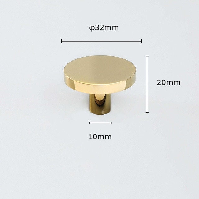 Round shiny gold brass cabinet handle/button shaped shiny gold cabinet pull/classic shiny gold door knob/gold furniture hardware/IKEA hack