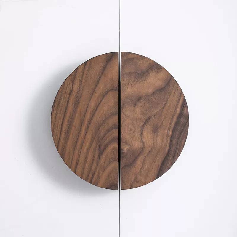 1 Pair of wooden semi circle handles/Demi lune drawer pulls/large half circle cabinet handles/large dark or light wood semi circle handles