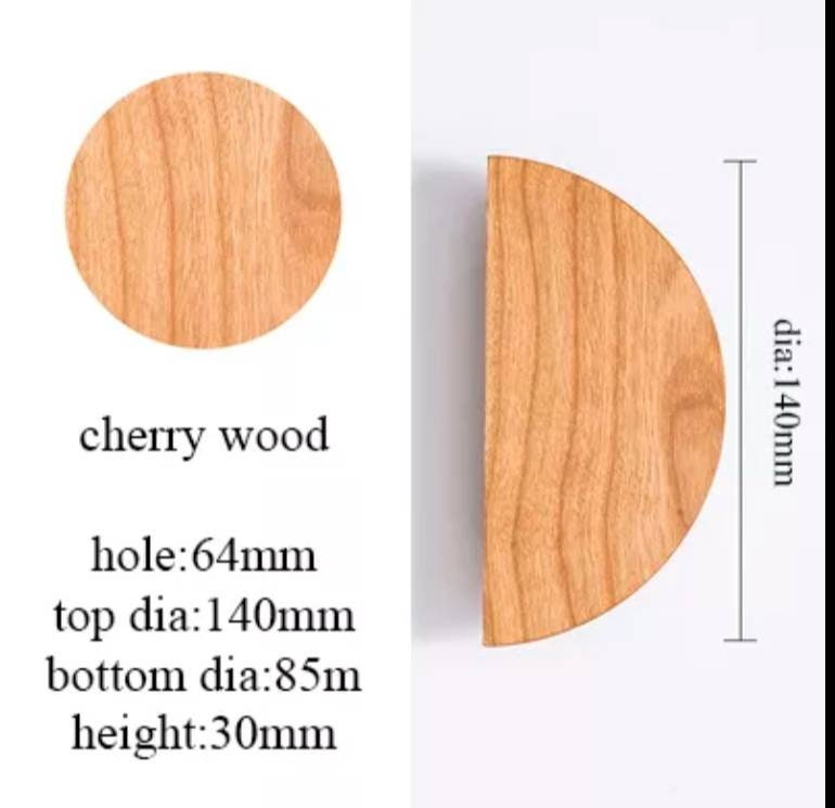 1 Pair of wooden semi circle handles/Demi lune drawer pulls/large half circle cabinet handles/large dark or light wood semi circle handles