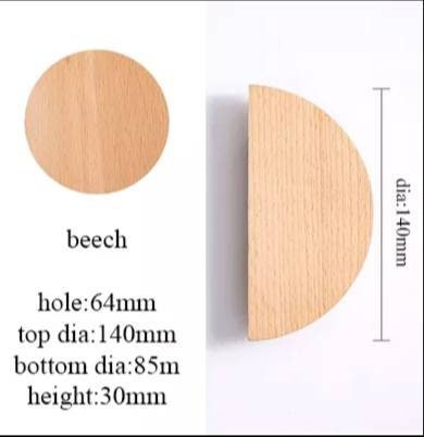 1 Pair of wooden semi circle handles/Demi lune drawer pulls/large half circle cabinet handles/large dark or light wood semi circle handles