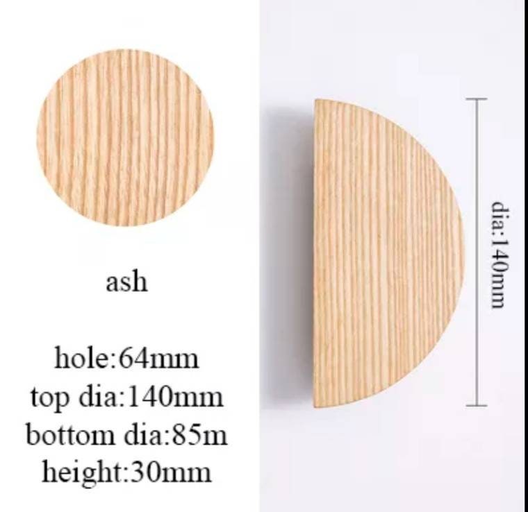 1 Pair of wooden semi circle handles/Demi lune drawer pulls/large half circle cabinet handles/large dark or light wood semi circle handles