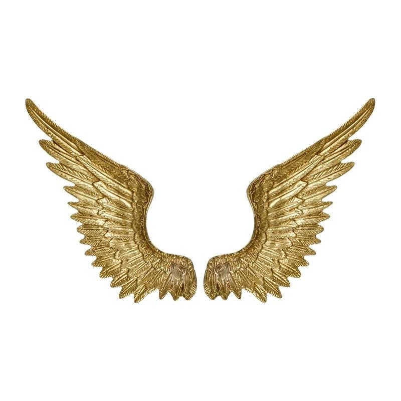 A pair of Large Gold Brass Angel Wing Cabinet Pulls/Feathery wing Door Handles/wardrobe handles/large drawer handle/big statement handles