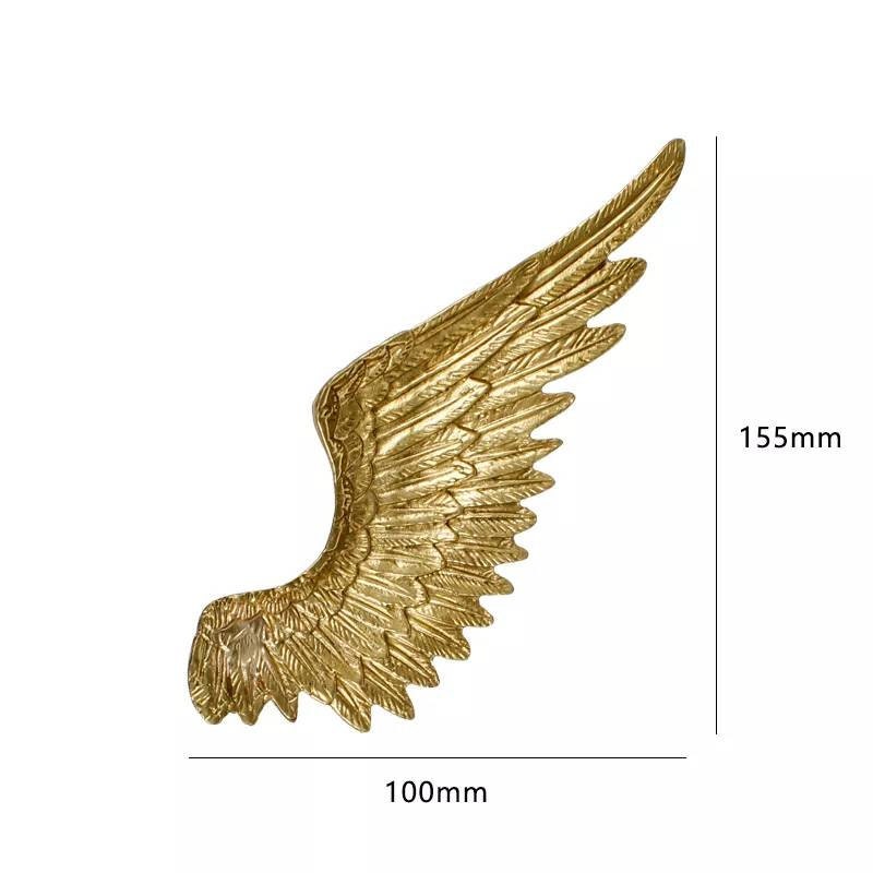 A pair of Large Gold Brass Angel Wing Cabinet Pulls/Feathery wing Door Handles/wardrobe handles/large drawer handle/big statement handles