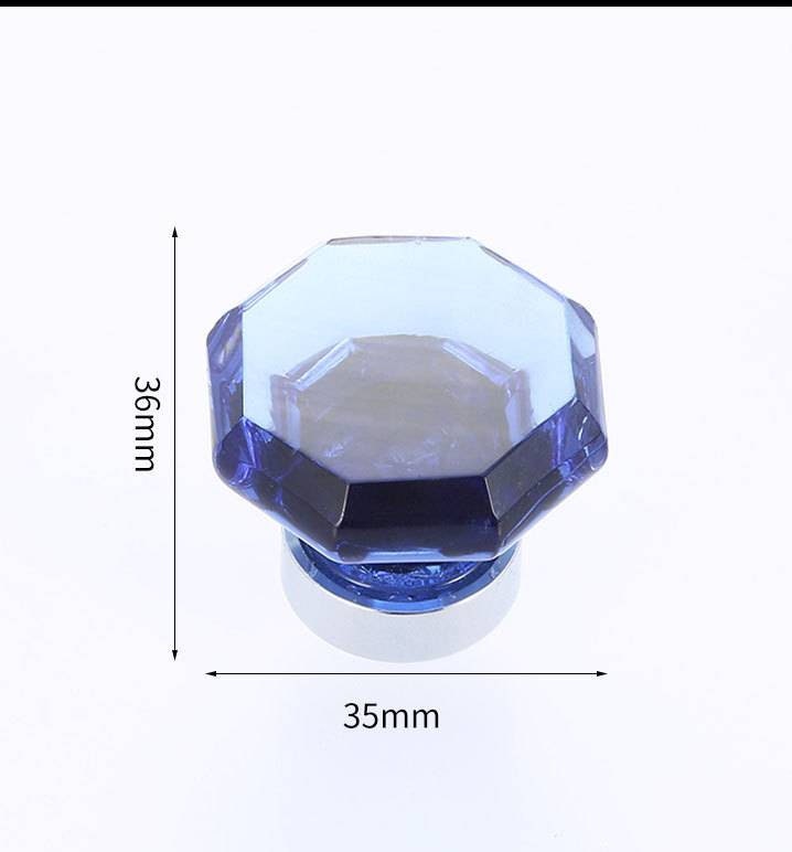 Vintage style glass crystal cabinet pull in bright colours/Glass geometric shaped door knob/Blue, yellow or red crystal drawer handle