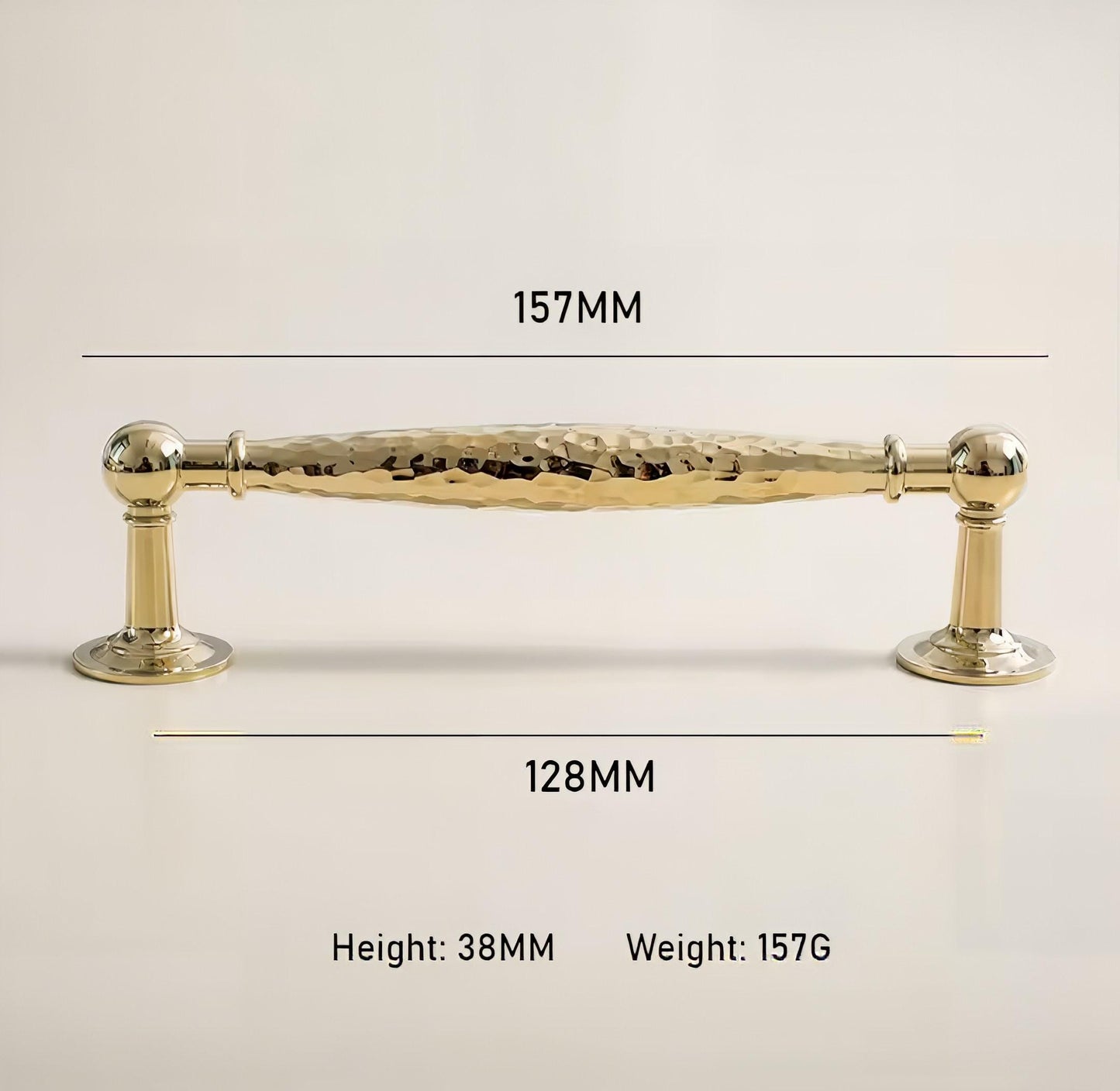 Gold hammered cabinet bar handle with feet/Shiny Gold drawer pull/textured metal door handle/brass furniture hardware/kitchen hardware