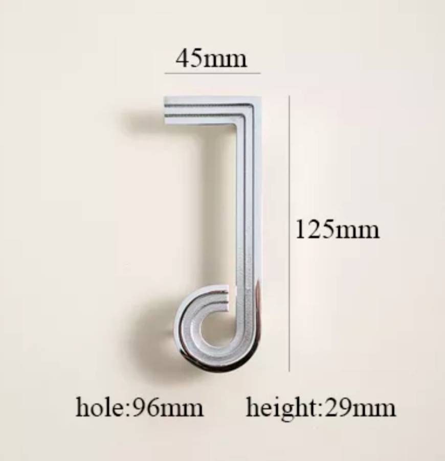 Silver note shaped retro door handle/Silver geometric shape wardrobe handle/Chrome mid century modern style drawer pull/Statement handles