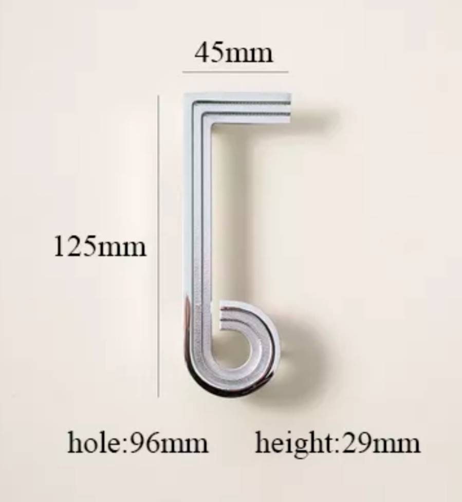 Silver note shaped retro door handle/Silver geometric shape wardrobe handle/Chrome mid century modern style drawer pull/Statement handles