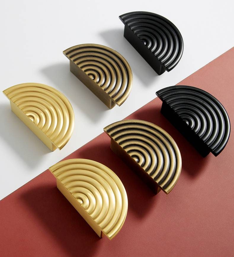 Gold, bronze or gunmetal grey echo design cabinet pull/Mid century modern style drawer pull/semi circle furniture hardware/home improvement