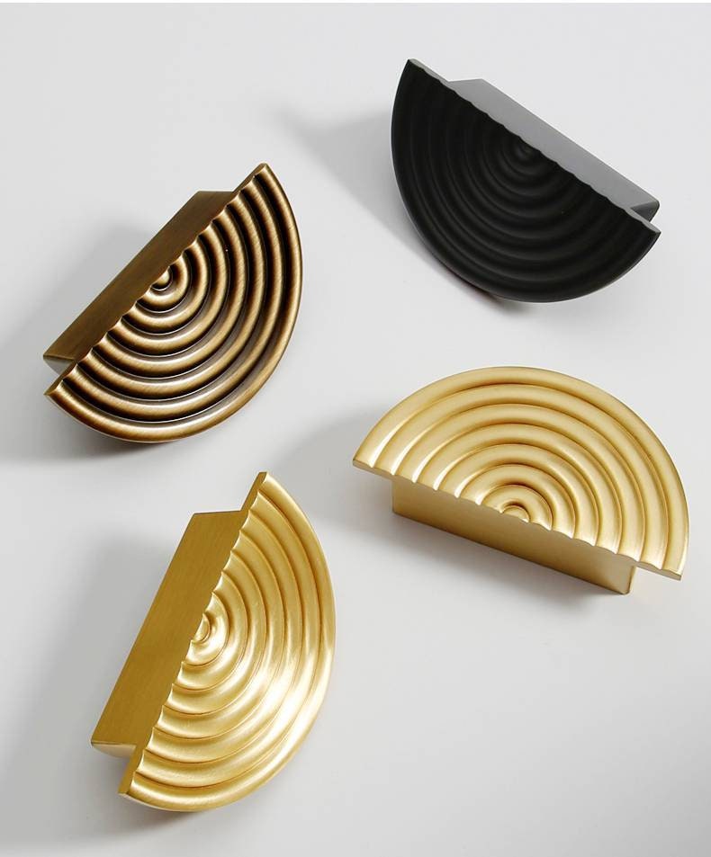 Gold, bronze or gunmetal grey echo design cabinet pull/Mid century modern style drawer pull/semi circle furniture hardware/home improvement