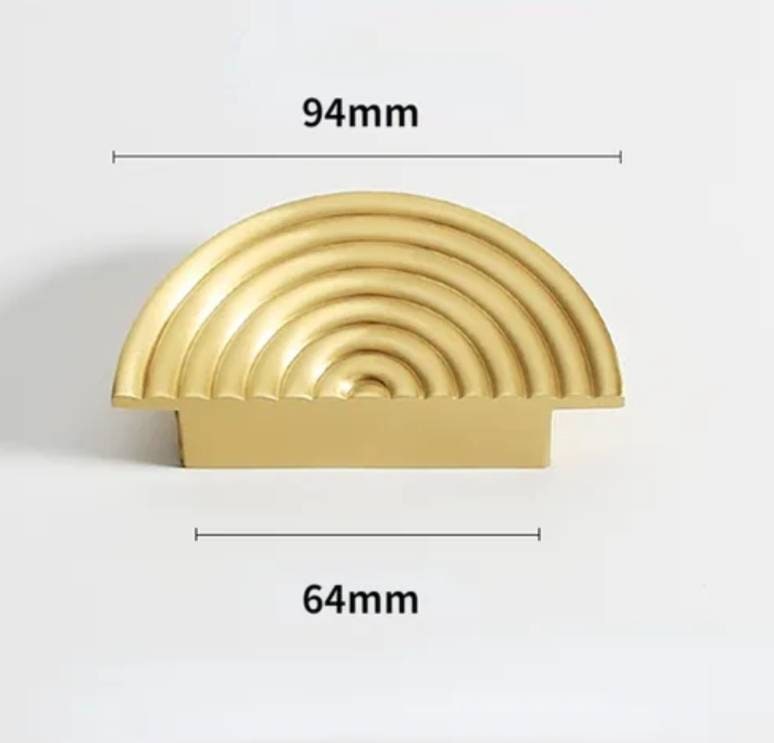Gold, bronze or gunmetal grey echo design cabinet pull/Mid century modern style drawer pull/semi circle furniture hardware/home improvement