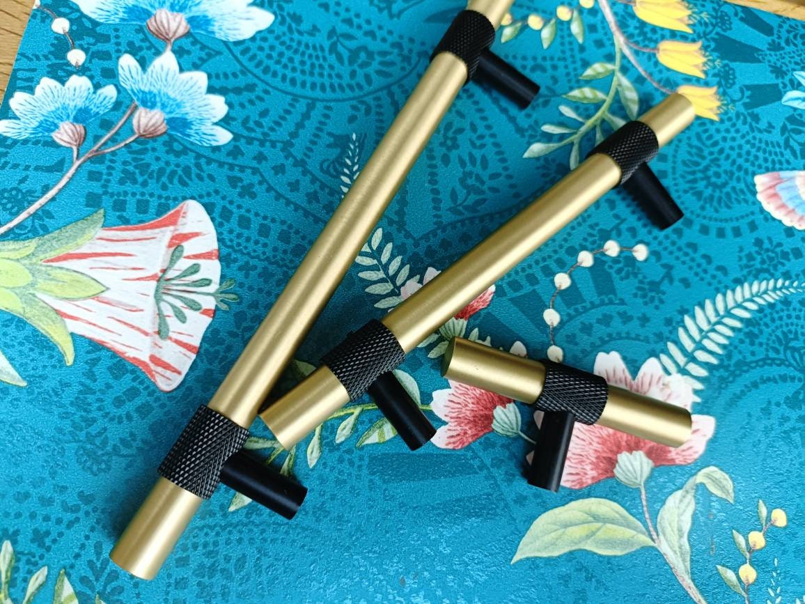 Gold and black textured brass cabinet bar handle/Brass drawer pull/gold and black cabinet pull/Brass furniture hardware/kitchen hardware