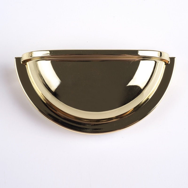 Shiny Gold Cup Handle/Traditional gold semi circle cabinet pull/Gold kitchen hardware/Polished gold drawer pull/Traditional gold hardware