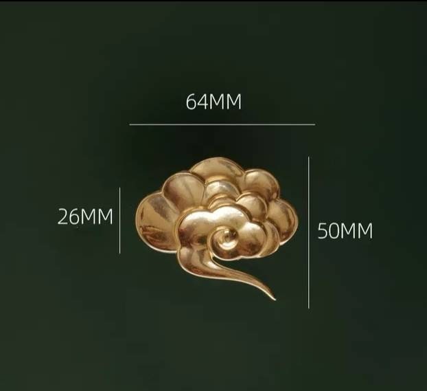 Shiny Golden floating cloud shaped door handles in left or right facing design solid brass Cabinet Pull Knob furniture hardware upcycling