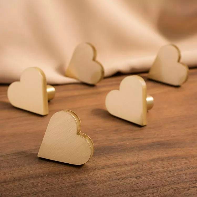 Gold Heart Cabinet Pull/Gold Brass Heart Shaped Door Handle/Heart Door Knob/Brass Furniture Hardware/Love Heart Drawer Handle/Drawer Knob