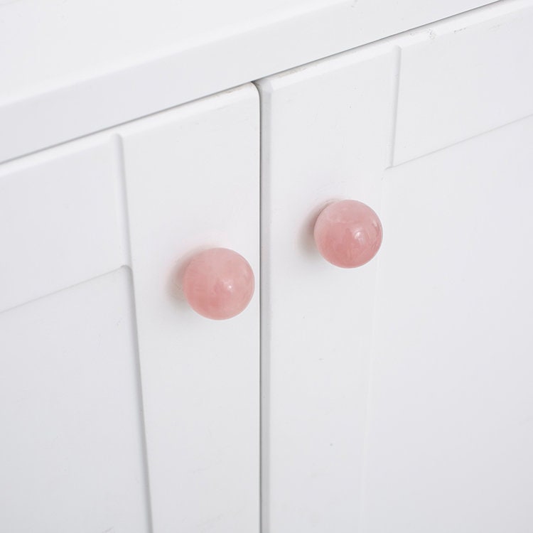 White or rose pink quartz ball handles/ Semi precious stone drawer pull/crystal ball cabinet handles/furniture hardware/gemstone door knob