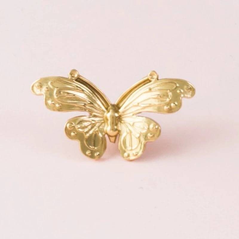 Small gold butterfly cabinet pull/Brass butterfly drawer handle/gold butterfly door knob/gold furniture hardware/children's drawer handle