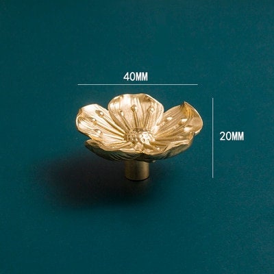 Beautiful gold brass cherry blossom cabinet handle/Brass flower shaped drawer pull/Gold brass bloom door knob/bedroom furniture hardware
