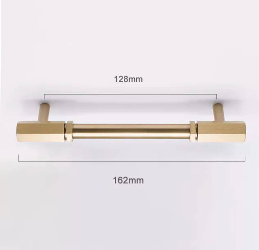 Industrial chic drawer handle/Brass hexagonal cabinet handle/Geometric man cave hardware/Hexagonal brass bar handle/gold furniture hardware