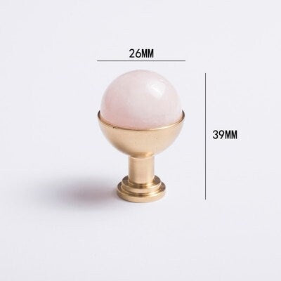 Semi precious stone ball and brass egg cup drawer handle/marble ball and brass cabinet handle/stone furniture hardware/gemstone door knob